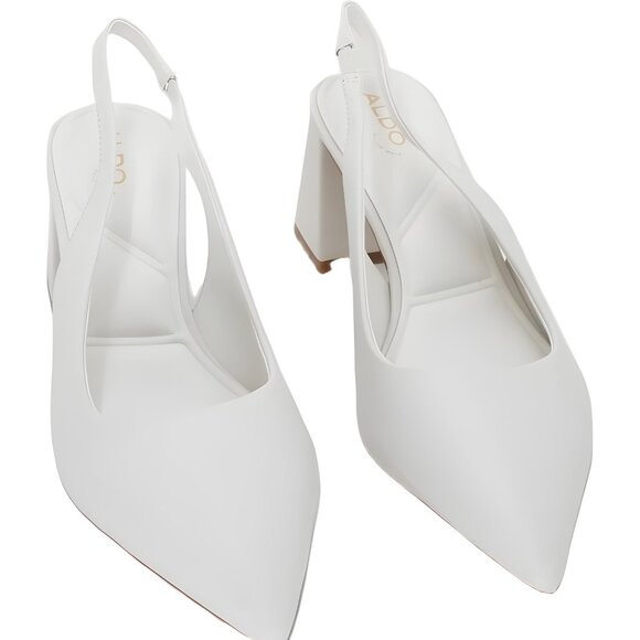 ALDO Uliana Pointed Toe Slingback Pumps White Bone Women US 9M EU 40 - Picture 1 of 6